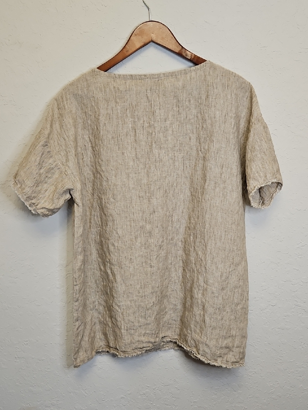 Eileen Fisher Oatmeal Organic Linen Tunic Top, Size Large - Picture 6 of 10
